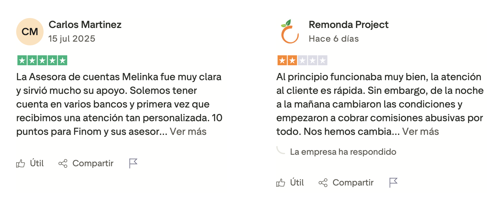 opiniones 100% verídicas de usuarios de finom