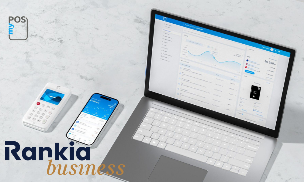 Comparativa visual de soluciones de pago y TPV myPOS para negocios: distintos modelos y herramientas de cobro digital.